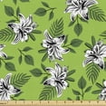 thumbnail image 1 of Aloha Fabric by the Yard, Graphic Image of Flowers and Leaves on Branches Hawaiian  Paradise, Decorative Upholstery Fabric for Chairs & Home Accents, 5 Yards, Green Charcoal Grey by Ambesonne, 1 of 4