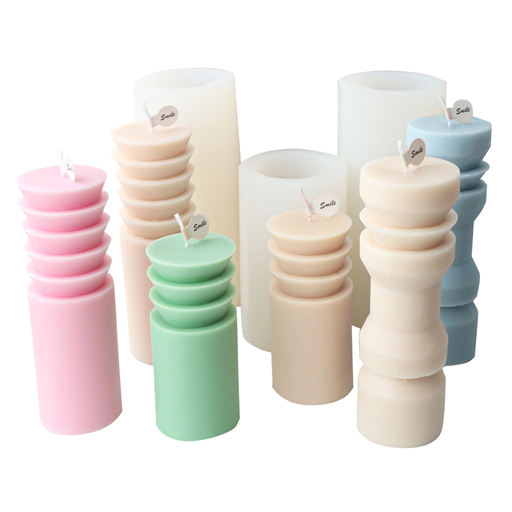 3D Pillar Candle Mold, Non Stick Easy to Demold for DIY Candle Plaster Resin Craft Home Decor, Epoxy Resin Casting