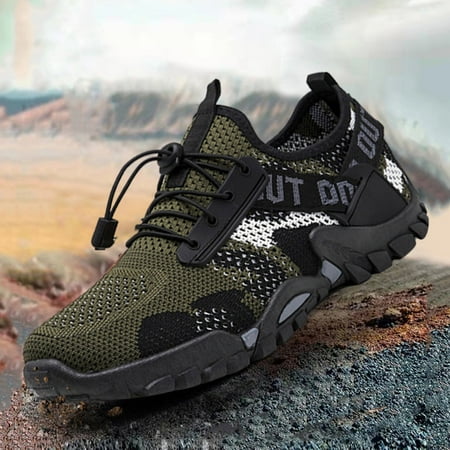 

Xewsqmlo Men Barefoot Shoes Nonslip Rubber Breathable Elastic Shoelace for Hiking Cycling