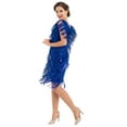 thumbnail image 4 of PrettyGuide Women's Flapper Dress Sequined Fringe 1920s Gatsby Party Cocktail Dresses Blue with Accessories, Large, 4 of 7