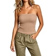 thumbnail image 6 of StSilkitty Womens Strapless Tube Tops Solid Color Sleeveless Ribbed Going out Tank Blouses Beach Vacation Casual Shirts, 6 of 8