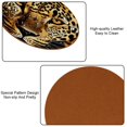 thumbnail image 5 of Leopard Set of 6 Round Microfiber Leather Coasters, 11x11 cm/4.3x4.3 in, Stain Drink Mats for Home and Office, 5 of 6