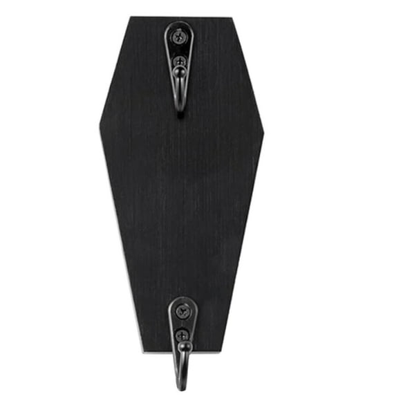 Gancho de pared de madera con forma de ataúd para llaves, colgador de madera decorativo para el hogar, espeluznante, colgador de pared para llaves, estante de pared para pasillo