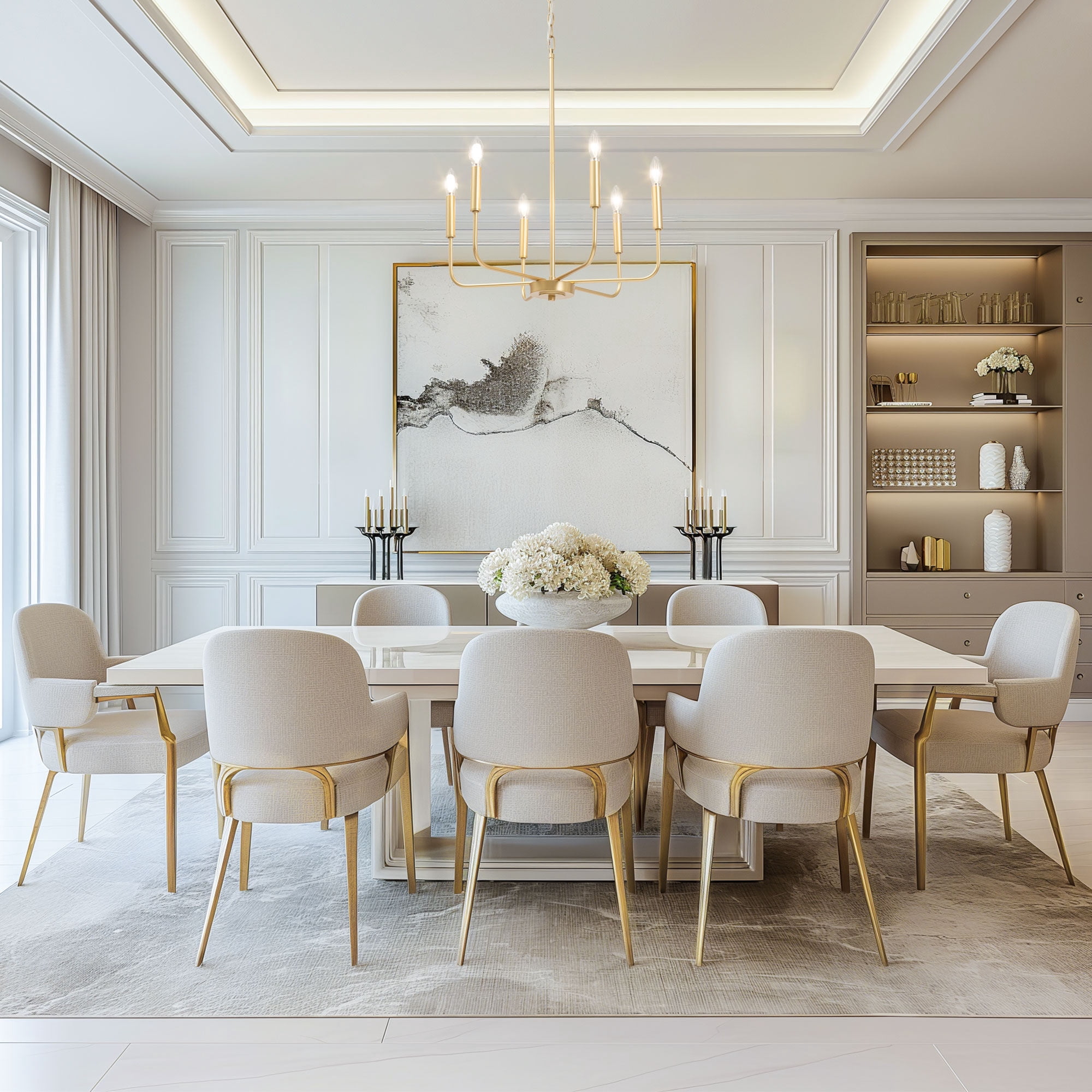 LNC Askrlessi 6-Light Matte Gold Modern/Contemporary Led Chandelier