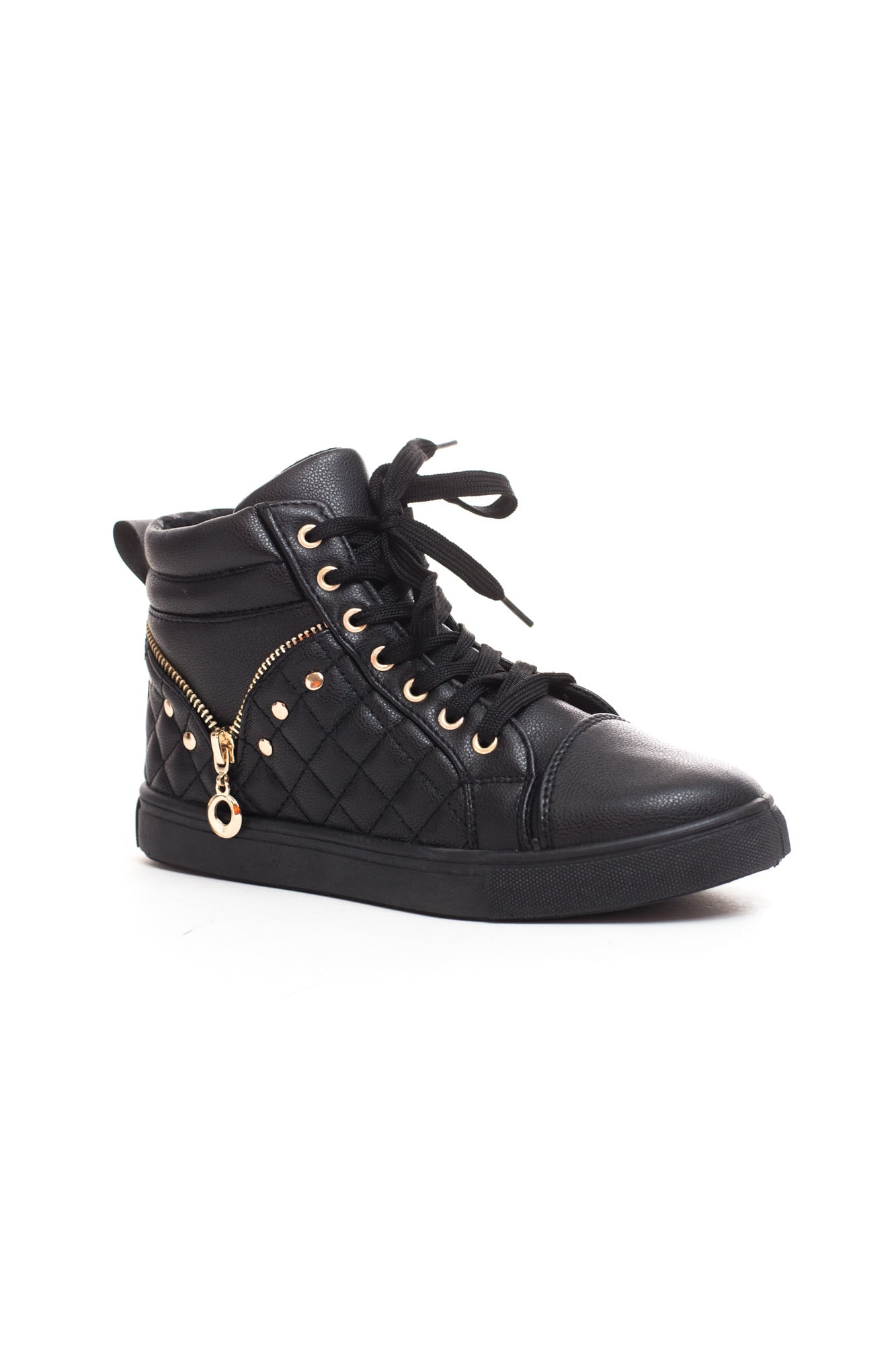 Soho Shoes Women's Leatherette Quilted Lace Up High Top Sneakers ...