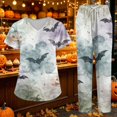 thumbnail image 5 of Halloween 2-Piece Scrubs Set for Woman, V-Neck Short Sleeve Top & Pants, Soft Medical Uniform with Pockets for Nurses, Blue, L, 5 of 6
