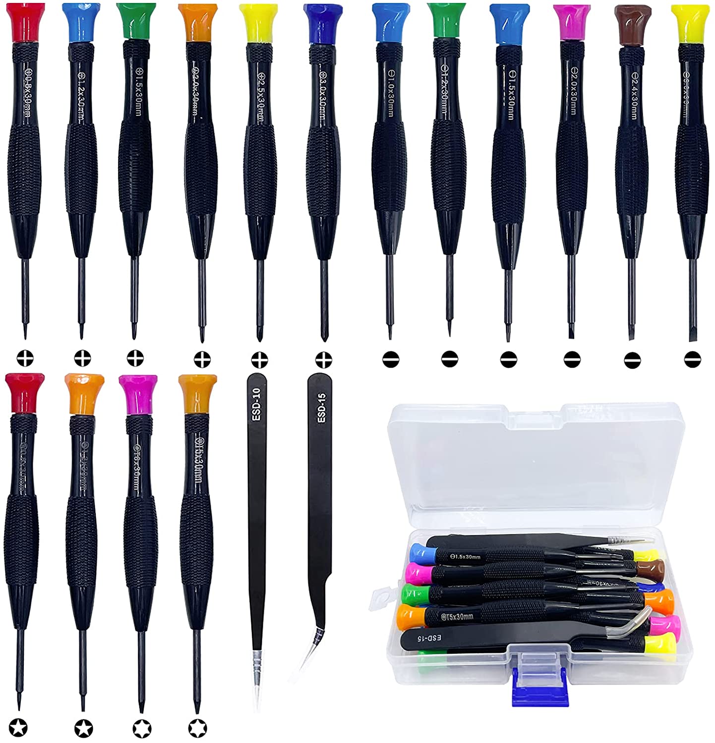 Screwdriver Sets 18-Piece Magnetic Rotating Cap Mini Small Screwdriver ...