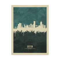 Trademark Fine Art 'Boston Massachusetts Skyline Teal' Canvas Art by Michael Tompsett
