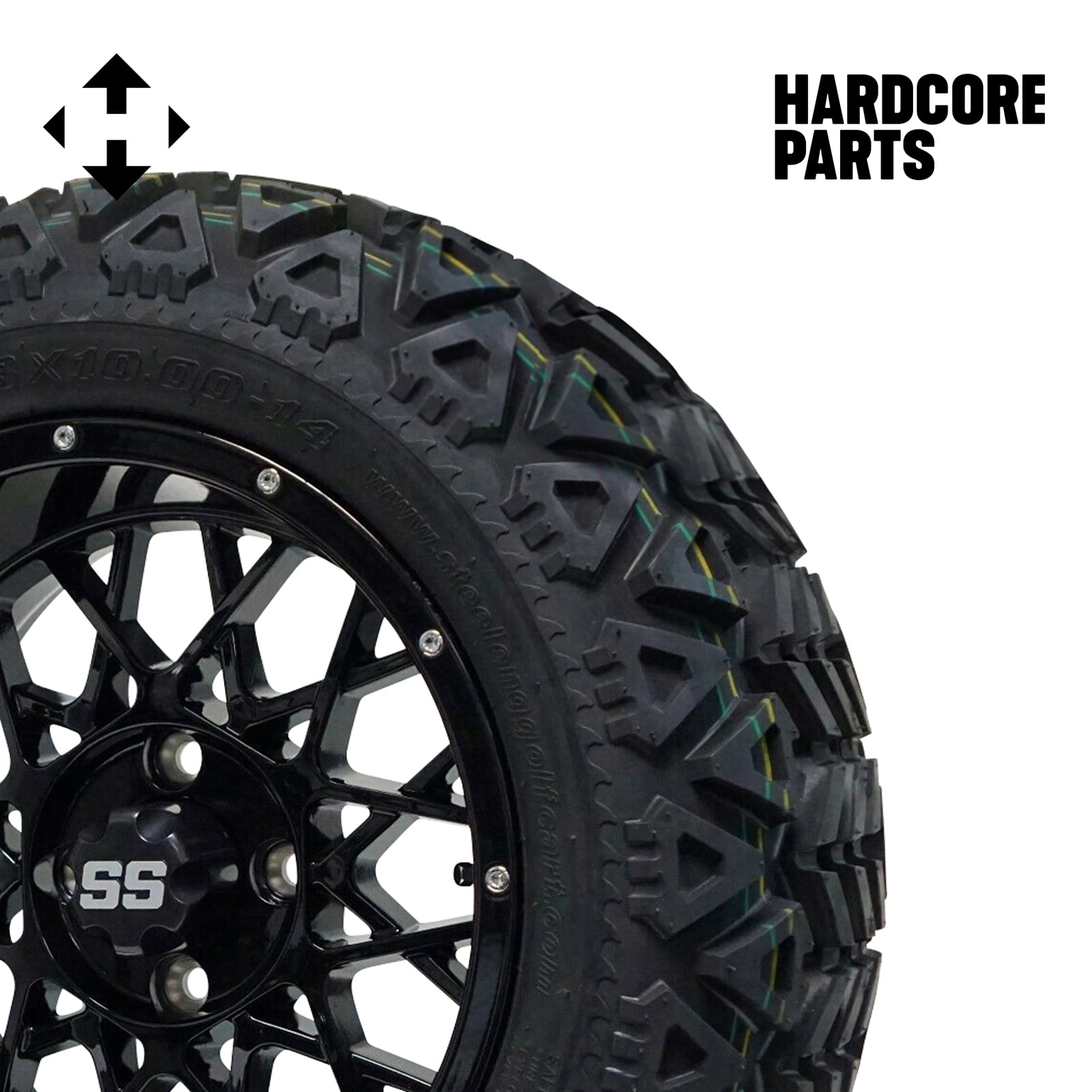 Hardcore Parts 6” Heavy Duty Double A-Arm Suspension Lift Kit for Club Car PRECEDENT Golf Cart (2004+) with 14" Black 'Venom' wheel Wheels and 23"x10"-14 DOT rated All-Terrain tires