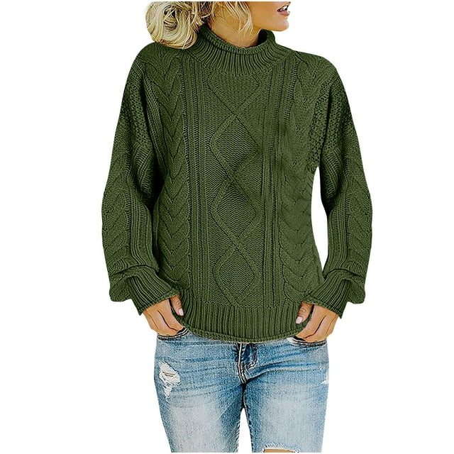 Long Manteau pour Femmes Décontracté Uni Manches Longues Épais Chandail Tricoté Col Roulé Manteau Chandail Col Roulé Épais Femmes Chandail Tricoté pour Femmes Col Roulé Manches Longues