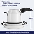 thumbnail image 3 of Tramontina 11 Piece Ceramic Nonstick Nesting Cookware Set — Stackable, Space Saving Set - Blance de blance, 3 of 11