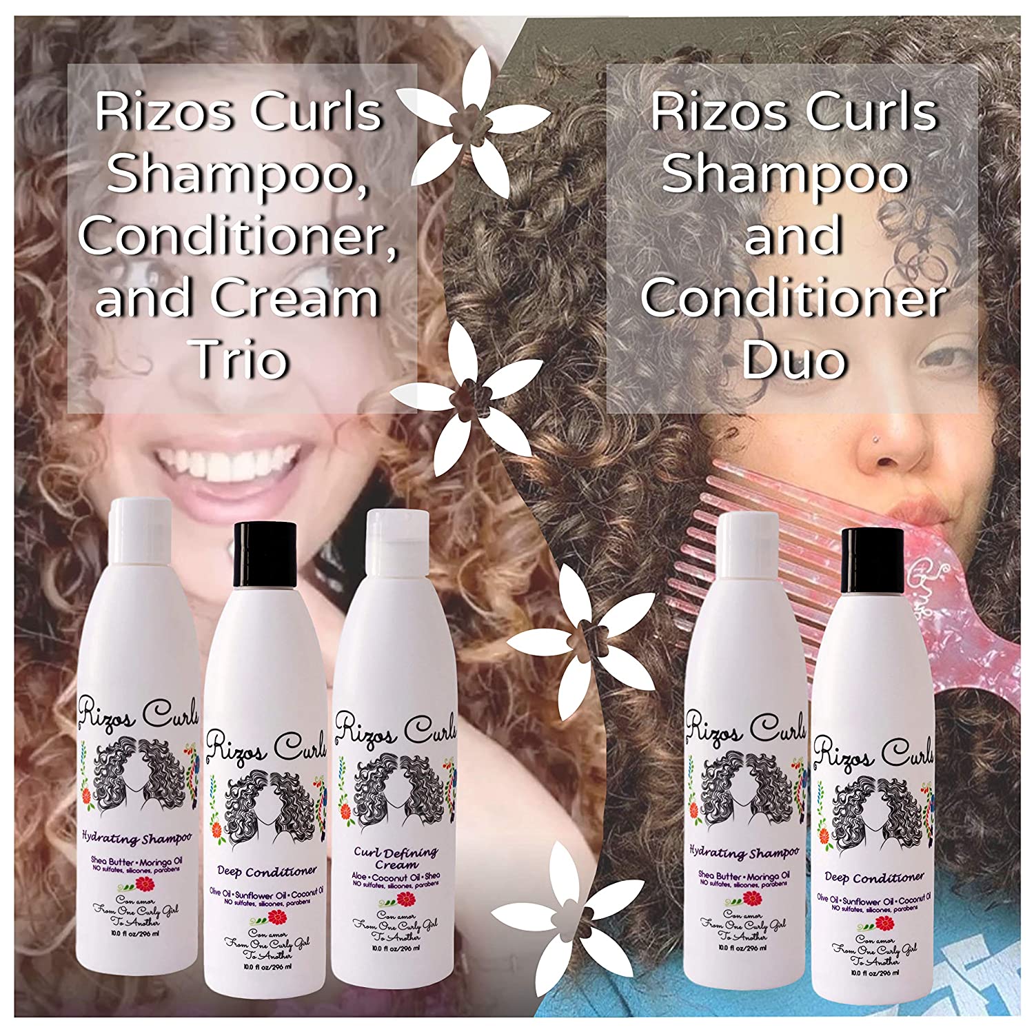 Rizos Curls Hydrating Shampoo, Deep Conditioner & Curl Defining Cream for Curly Hair Products - Intense Treatment & Nourishment for Wavy and Curly Hair (Hair Care Set) - image 3 of 7