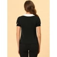 thumbnail image 3 of DARING DIVA Women's Contrast Peter Pan Collar Blouse Shirt 3XL Black, 3 of 6