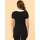 thumbnail image 4 of INSPIRE CHIC Blusa De Manga Corta Para Mujer Con Cuello Peter Pan En Contraste Azul polvoriento XS INSPIRE CHIC Camisa, 4 of 5