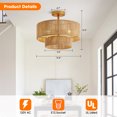 thumbnail image 6 of Boho Light Fixtures Ceiling,15" Bamboo Ceiling Lighting Retro 3-Tier Rattan Flush Mount Ceiling Light for Living Room Bedroom, 6 of 11