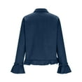 thumbnail image 4 of ZHYou Womens Shirts,Ruffle Sleeve,Button Down Front Chest Pockets Soft VelvetCasual Fashion Tops Trendy Design,Navy,Size XL, 4 of 9