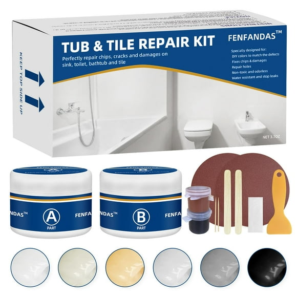 Kit de reparación para bañera y ducha de fibra de vidrio, color blanco, 110 ml, porcelana