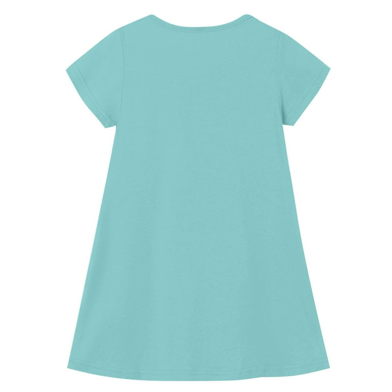 YOUYEDIAN Turquoise Dresses for Girls 2025 Summer Cute Dresses Short Sleeve  Plain Tshirt Dress Crew Neck a Line Dresses,Turquoise 5-6 Years -  Walmart.com
