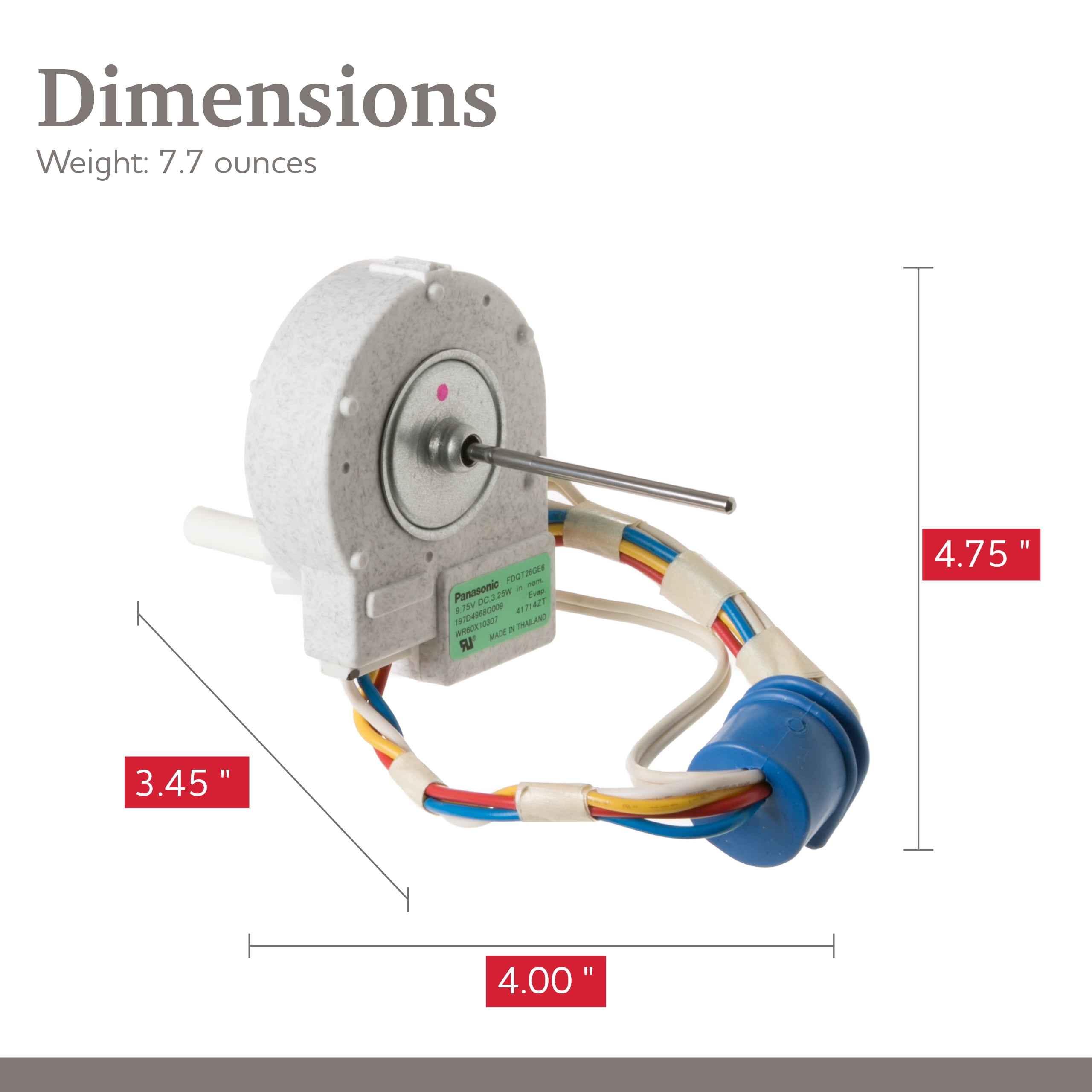 Parts Master Replacement for GE Refrigerator Evaporator Fan Motor  