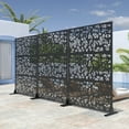 thumbnail image 2 of MAYEERTY 72"x47" Outdoor Privacy Screen with Stand, 3 Panels Metal Balcony Decorative Screen, Black, 2 of 7