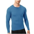 thumbnail image 3 of DDAPJ pyju Compression Shirt Men Long Sleeve Athletic Workout Tops Quick Dry Undershirts for Running Basketball Cycling Light Blue M, 3 of 5