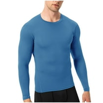 Jalioing Men's Basic Athletic Shirts Slim Stretchy Long Sleeve Crew Neck Workout T Shirts Sport Pullover Tee