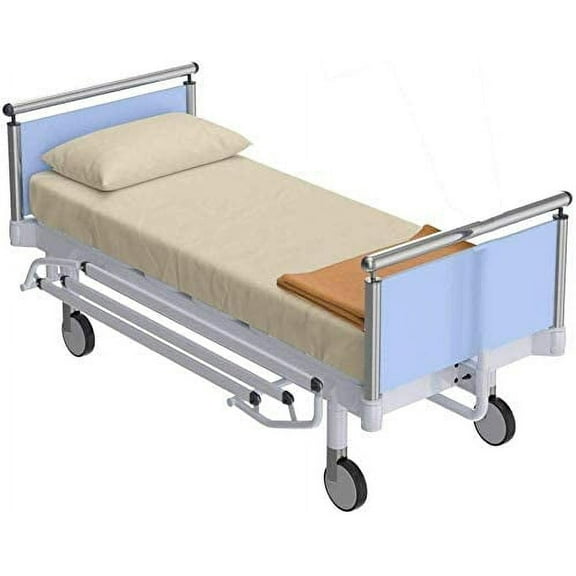 Hospital Bed Sheet Set 3 Piece- 100% Cotton, 1 Fitted Sheet (6 Inch) Deep Pocket, 1 Flat Sheet & 1 Pillowcase- 400TC Bed Sheet for Hospital Beds- Ivory Solid, Standard Size (36" x 80")