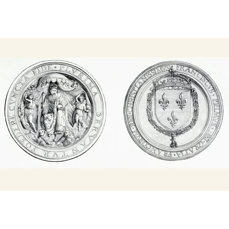 The Seal Of Francois I Of France Affixed To The Treaty Of Alliance Signed In 1525 Between France And England From Lunivers Illustre Published In Paris In 1868 Canvas Art - Ken Welsh Design Pics (36 x