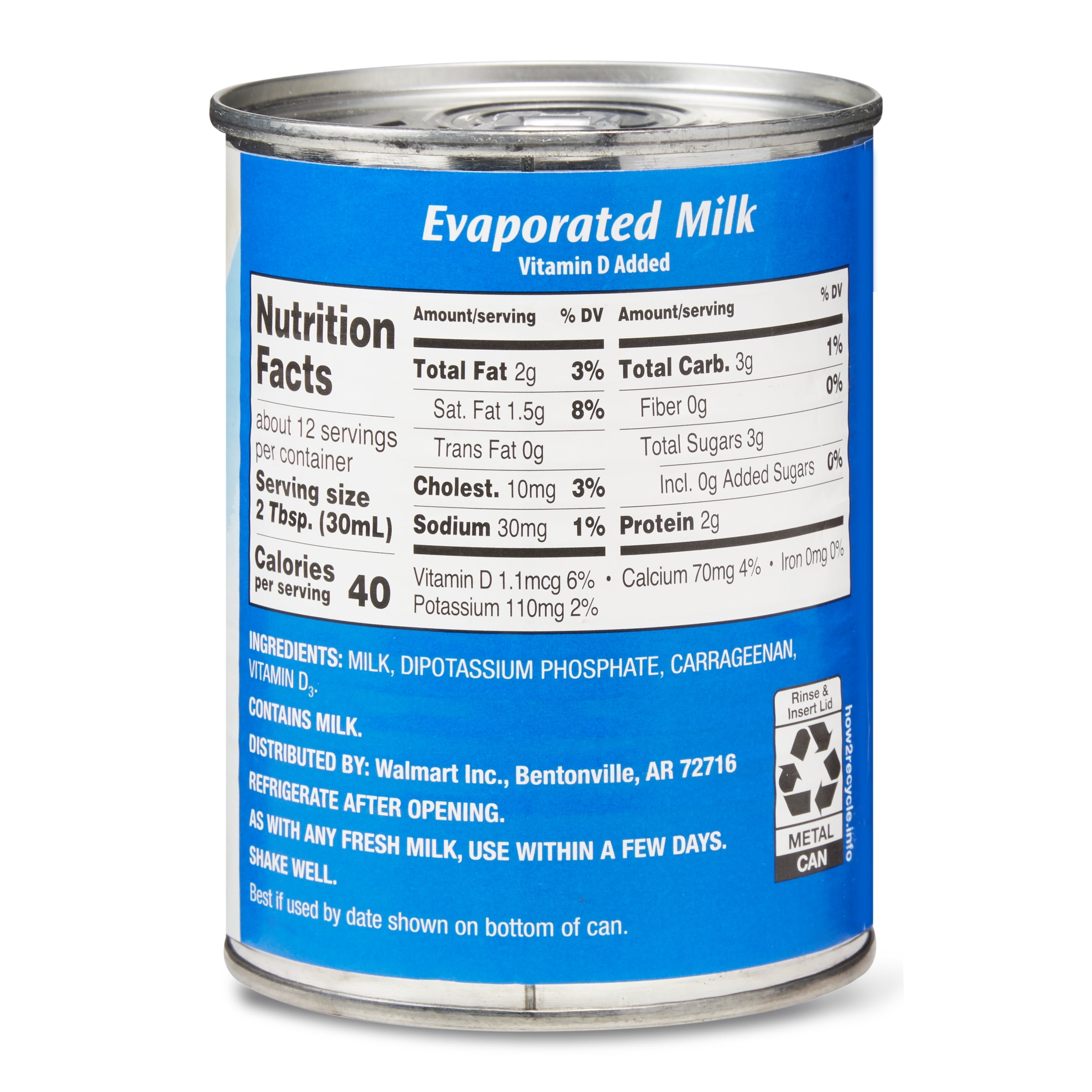 Great Value Evaporated Milk 12 Fl Oz