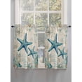 thumbnail image 5 of Teal Starfish Coastal Bathroom Window Curtain, Vintage Summer Beach Nautical Light Filtering Coffee Kitchen Curtains, Bedroom Living Room Curtains 2 Panel 84"x54", 5 of 6