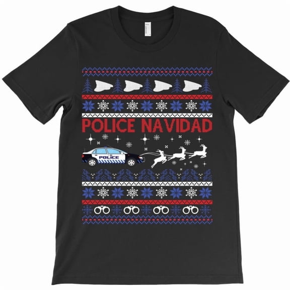 Police Navidad Funny Christmas Sweater Holiday Graphic Retro Humor Unisex T-Shirt U321, Up to 5XL