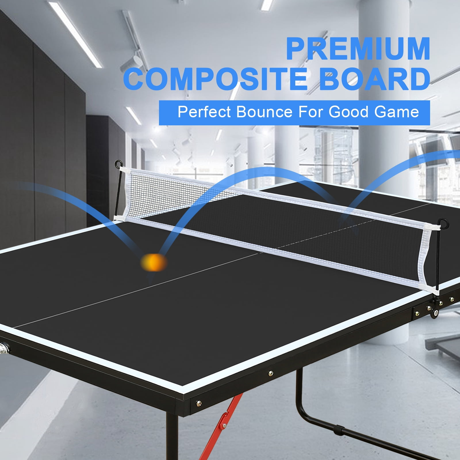 KLB Sport Foldable Mini Table Tennis Table, Portable Ping Pong Game Set with Net, 2 Paddles and 3 Balls