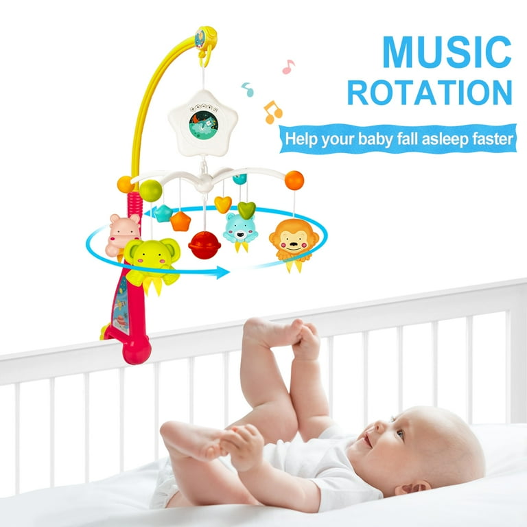 UNIH Baby Crib Mobile with Music Box and Lights for Toddlers Musical Mobile with Projection for Infants Age 0 to 24 Months