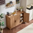 thumbnail image 5 of Joaxswe 46" Mid Century Modern Sideboard Cabinet, Arc-Shaped Credenza with 3 Doors & Adjustable Shelves, Natural Finish for Kitchen, Living Room, 5 of 13