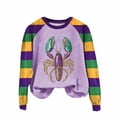 thumbnail image 2 of Xuyuer Mardi Gras Shirts for Women Carnival Fat Tuesday Shirt New Orleans Party Mardi Gras Outfit Gifts Tee Top Fashion Mardi Gras Outfits Long Sleeve Shirts Pullover Tops Daily Crewneck Blouse, 2 of 4