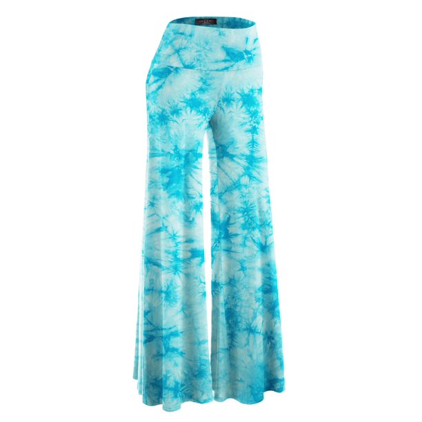 Made by Johnny - MBJ WB1060 Womens Chic Tie Dye Palazzo Pants XL AQUA ...