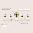 thumbnail image 4 of JONATHAN Y Caleb 38" 5-Light Contemporary Transitional Iron/Glass LED Vanity Light, Brass Gold/Black, 4 of 13