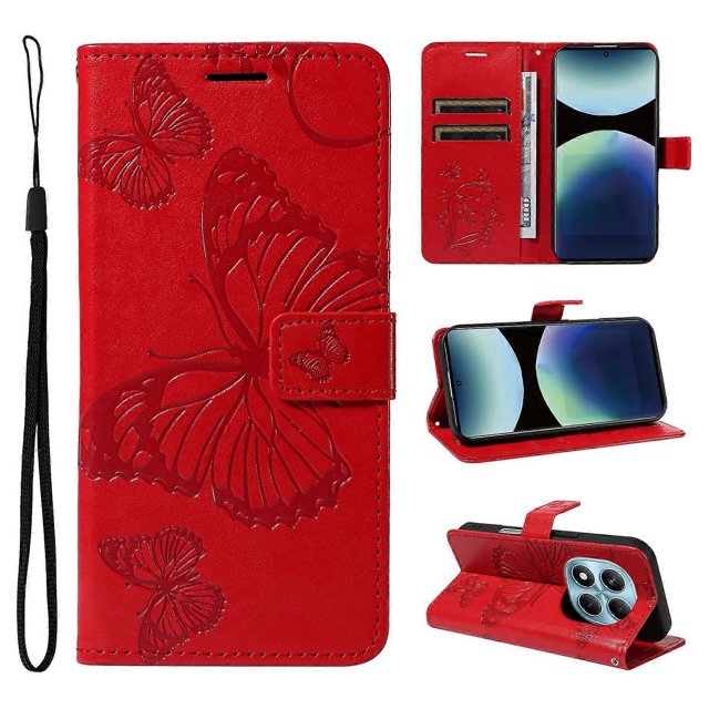 For Xiaomi Redmi Note 14 Pro 4G Wallet Case Floral Butterfly Imprinted Leather Phone Cover Stand - G