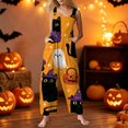 thumbnail image 2 of HAJWOH Halloween Pants Women Print Linen Cotton Jumpsuits Rompers Plus Size Loose Fit Jumpers Pants with Pockets(Orange,XL), 2 of 6