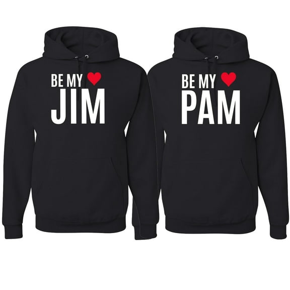 Wild Bobby, Be My Jim Pam Cute The Office His/Her Couples/ Best Friends Matching Couples Hoodie, Black, Mens S-Womens S
