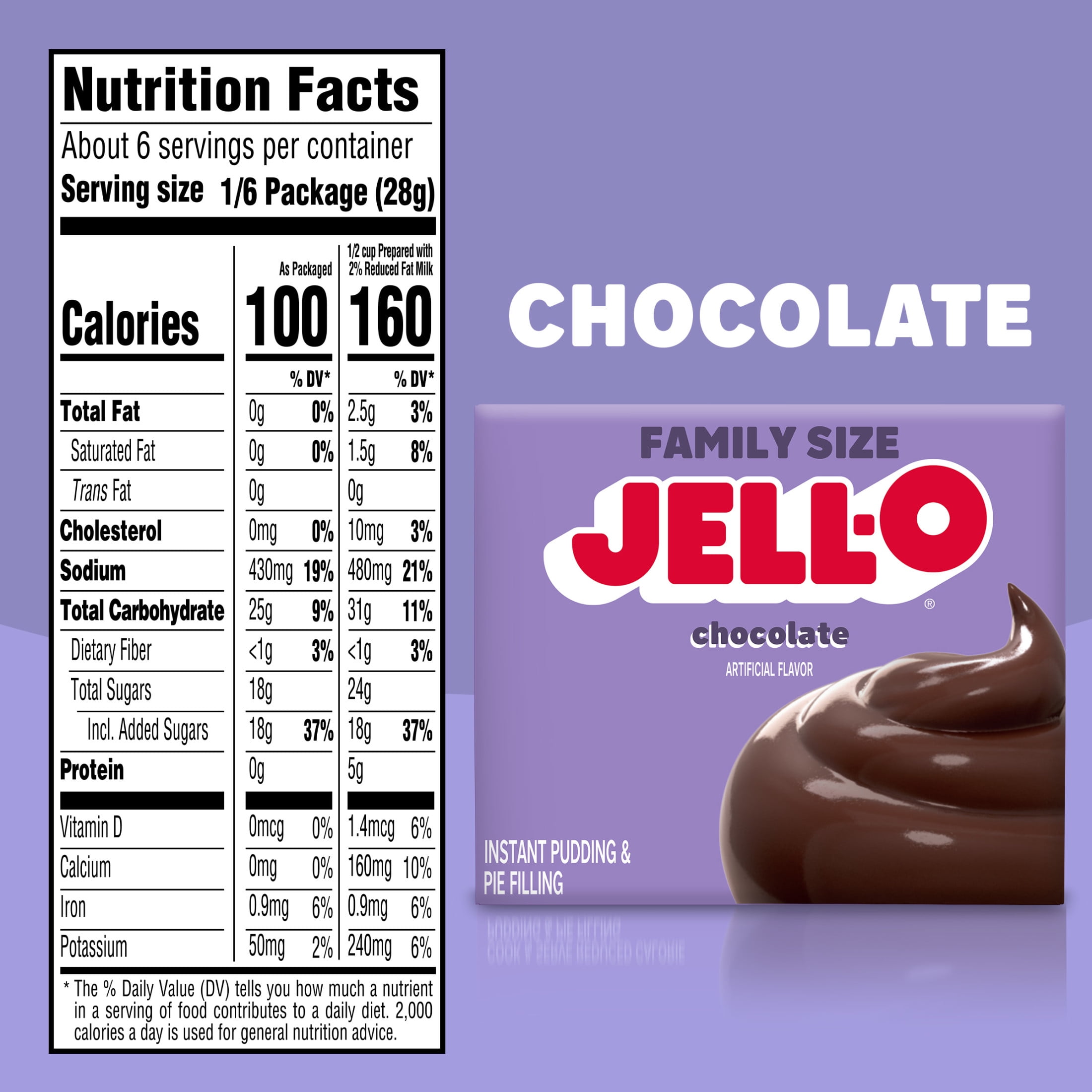 Jell-O Chocolate Artificially Flavored Instant Pudding & Pie Filling Mix, Family Size, 5.9 oz. Box