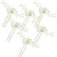 thumbnail image 7 of 6 Pieces Bride Wedding Hair Pins, FHDUSRYO Flower Bridal Hairpin, Crystal Pearl Hair Clip, Rhinestone Hair Barrettes, U Shaped Hair Pins Wedding Hair Accessories for Women, Girls, Bridesmaids, 7 of 7