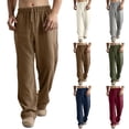 2023 New Men's Cotton Linen Pants Male Autumn New Breathable Solid
