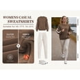 thumbnail image 3 of TEMOFON Womens Sweatshirts Fleece Lined Long Sleeve Shirts for Fall Tops Crew Neck Winter Clothes Fleece Lined Loose Fitting Tops for Women Brown L, 3 of 9