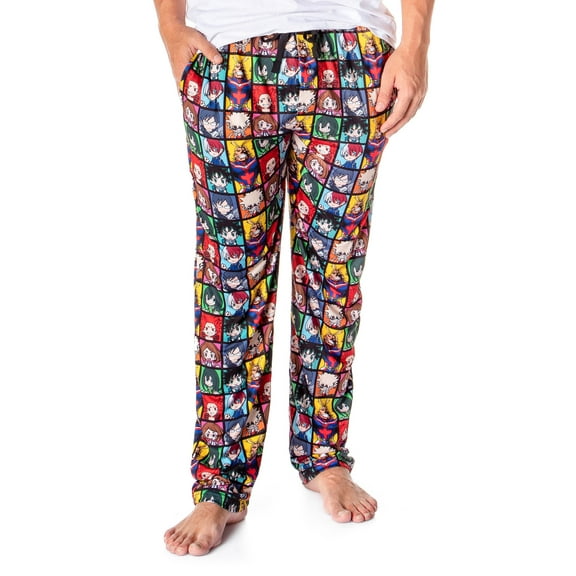 My Hero Academia Men's All Might And Students Allover Character Grid Loungewear Pajama Pants