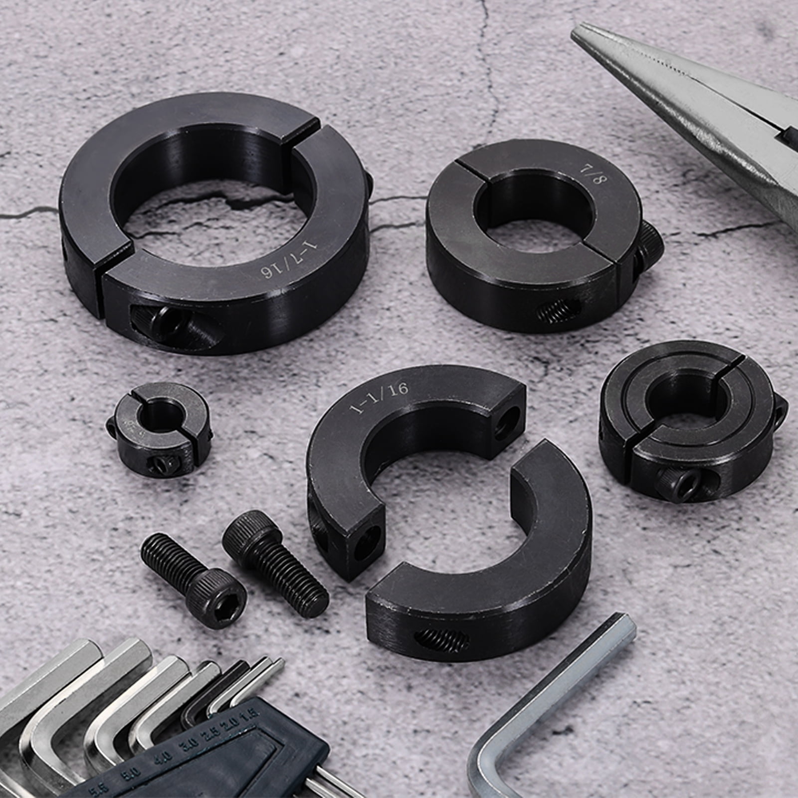 2pcs Double Split Shaft Collar for 1-5/16" Shaft, Two-Piece Clamping Collar, Black Oxide Steel Lock Collar Clamp