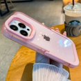thumbnail image 1 of Candy Color Camera Lens Stand Clear Phone Case For iPhone 15 13 12 11 Pro Max 14Pro X XS Max Invisible Folding Holder Back Cover Pink iPhone 13Pro, 1 of 6