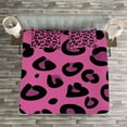thumbnail image 3 of Ambesonne Hot Pink Quilted Bedspread Set 3 Pcs, Leopard Animal Skin, King Size, Fuchsia Black Pink, 3 of 3