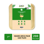 Earth Cleanse 7" Square Areca Palm Leaf Plate ,200 Pack