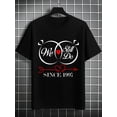 thumbnail image 1 of Nous le Faisons Encore depuis 1997 T-Shirts Assortis pour Couple Anniversaire de Mariage Noirs avec Cœurs Rouges Flèches Graphique, 1 of 5